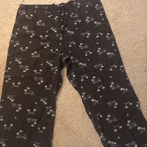 J. Jill Black & White Tropical Paradise Print Wide Leg Linen Drawstring Pants M